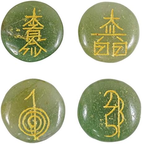 Harmonize a forma redonda lotes de 4 pcs nefrite jade reiki cura cristais de cura karuna símbolo