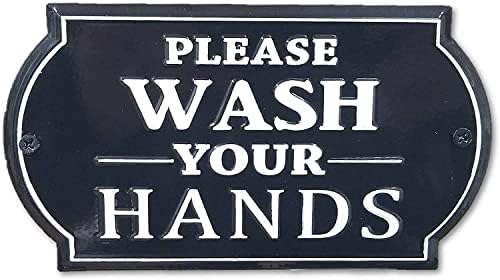 O canto bacana Por favor, lave suas mãos, placa de fazenda de metal vintage para decoração de banheiro e cozinha 8.5 x 6