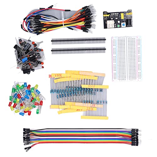 Kit de componentes eletrônicos Vários de placa de pão resistor Capacitor PCB + Metal Kit de partida eletrônica básica Sofre