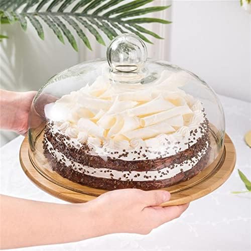 Servindo bandejas de bandeja de bolo stand com tampa de cúpula exibição de tampa de sobremesa de tampa de vidro de vidro portador