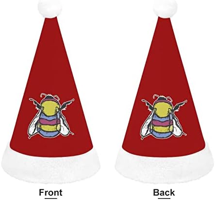 Chapéu de Natal de abelha pansexual, chapéu de Natal e bons chapéus de Papai Noel com borda de pelúcia e decoração de