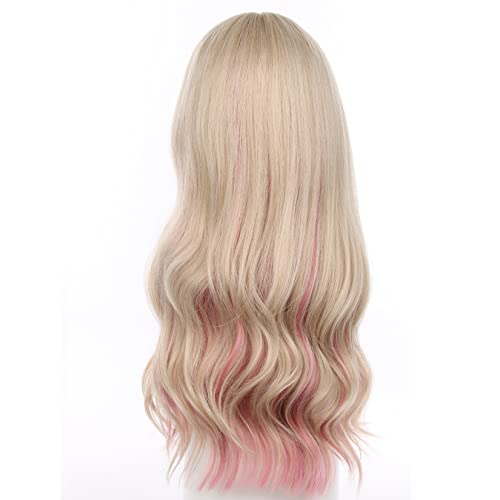 Xiongxiongle diária peruca longa onda longa perucas fofas de cabelo feminino fantasia harajuku estilo platina ouvido