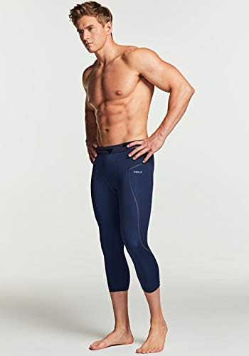 Calças de compressão 3/4 de TSLA Men, calças justas de exercícios, leggings atléticos de capri seco, camada de base de ginástica de ioga