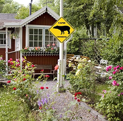 Tapir Crossing Sign Sign Tapir Decoração de parede de animais para casa Farmouse Yard Road Quality Sign de metal 12x12