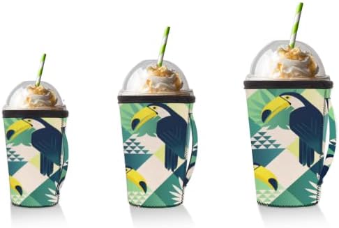 Geometria de papagaio de capa de café gelado reutilizável com manga de xícara de neoprene para refrigerante, café com leite, chá, bebidas, cerveja