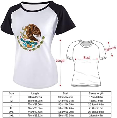 T-shirt de manga curta da bandeira do México Camiseta de beisebol Tee Raglan Summer Top Cotton