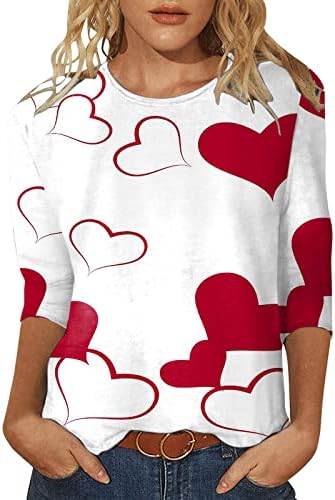 Camisa de mão de mão de manga longa feminina moda camisa casual de três quartos de manga amor