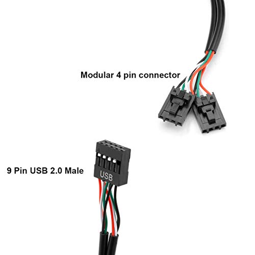 9 pino Cabeçalho USB Masculino 1 a 4 Cabo de extensão da placa -mãe fêmea Adaptador de conector de cubo USB 2.0 para multiplicador