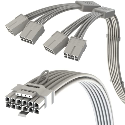 LinkUp - PCIE 5.0 4 x 8pin a 12VHPWW 16AWG Mangueira de alta extensão de cabo de alimentação de alta corrente para RTX4000 - PCIE 4.0