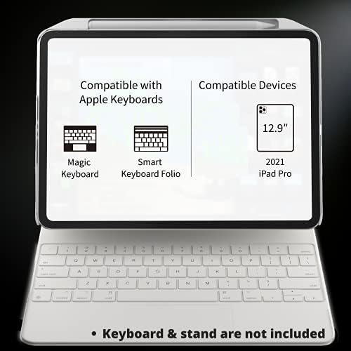 Coverbuddy iPad Pro 12,9 polegadas estojo 2021 - Caixa compatível com teclado mágico com porta -lápis, suporte a lápis Apple - compatível com teclado mágico, fólio de teclado inteligente