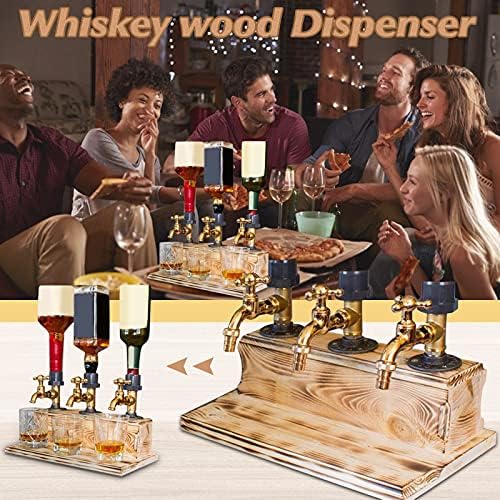 Yowein Whisky Wood Dispenser Faucet Shape para jantar Dispensador de licor de uísque de madeira, dispensador de madeira de uísque