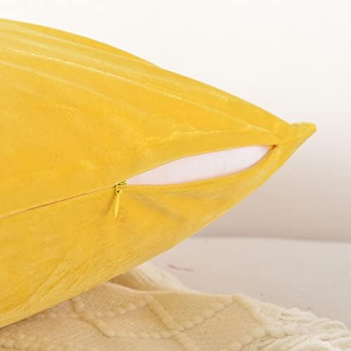 Capas de travesseiros de arremesso de krifey a veludo travesseiros quadrados de almofada macia para sofá de mola de 18x18 polegadas de limão amarelo, pacote de 2