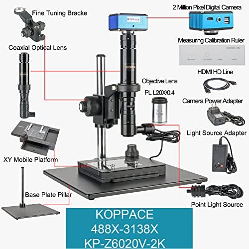 Koppace 48x-3100x 2 milhões de pixels microscópio de fotoeltro de pixels pode tirar fotos e medidas de vídeo 20x Infinitamente