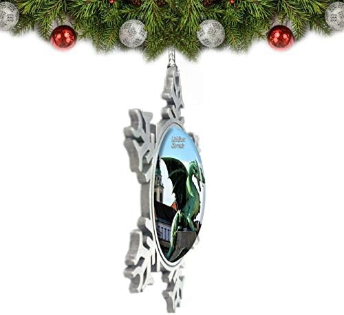 UMSUFA Slovenia Dragon Bridge Ljubljana Christmas Ornament Tree Decoration Crystal Metal Leuvenir Gift