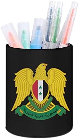 Brasão de braços de Síria Pen Pen Portador Copo lápis para copo de escova de maquiagem de organizador de mesa para o escritório