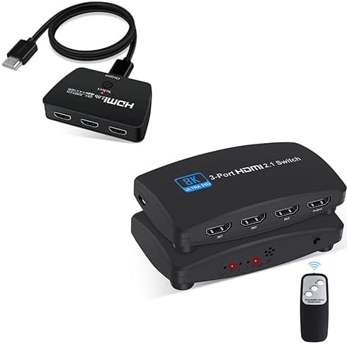 Switch 4K@60Hz HDMI 【com cabo HDMI de 3,9 pés】 e 8k@60Hz HDMI Switch 3 em 1 out