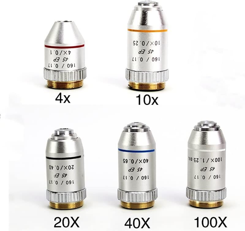 Kit de acessórios para microscópio para adultos 4x/10x/20x/40x/100x semi-planal lente objetiva achromatic lente 195 mm Consumíveis de laboratório de distância