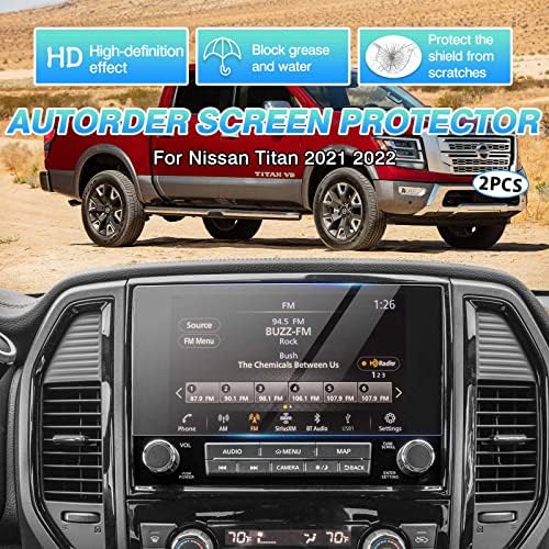 Autorder Custom Fit for Screen Protector 2021 2022 Nissan Titan Acessories Pet Navigation touchscreen Protective Film 2pcs