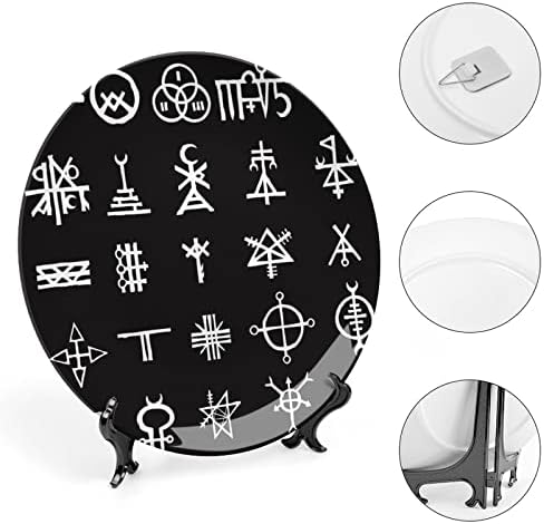 Símbolos wiccan símbolos imaginários símbolos cruzados prato decorativo cerâmico com exibição pendurado pendurado aniversário