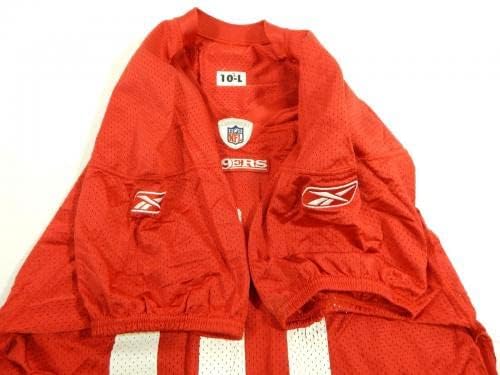 2010 San Francisco 49ers 81 Jogo emitido em Red Practice Jersey L 78 - Jerseys de Jerseys usados ​​na NFL não assinada