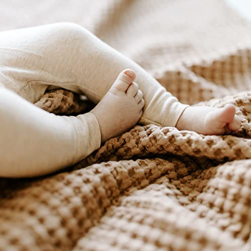 Geral de waffle de bebê rosa rosa com cobertor de swaddle correspondente, recebendo cobertor de bebê leve de algodão macio para recém-nascido e criança-itens essenciais para presentes para recém-nascidos e presentes de bebê neutro em termos de gênero