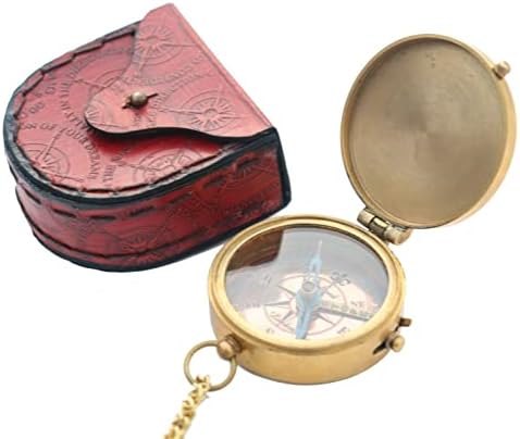 Antique Compússica Copper Pocket Compass Brass Graduation Compass gravado Compass de navegação Funcional Funcional Compass bússola por Rose Handicrafts Store