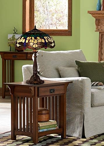 Robert Louis Tiffany Tradicional Tiffany Style Table Lamp de mesa 24 Alto Bronze Bronze Brown Tree Motif Dragonfly Antique Arte Decoração de sombra de vidro para sala de estar sala de cabeceira de cabeceira de cabeceira