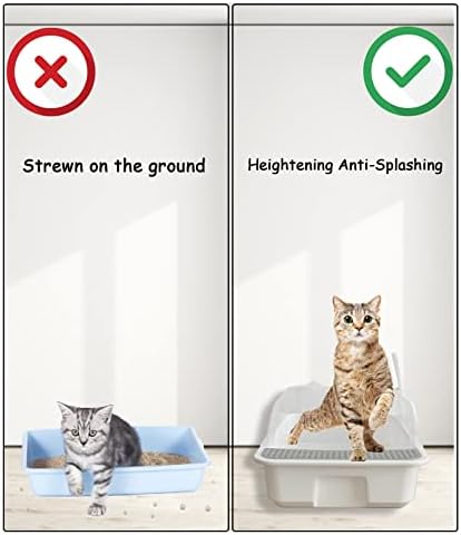Caixa de areia de gato de gato Kathson com pan de ninhada de gatos anti-arremessos altos, banheiro de gatinho com escavação de lixo,