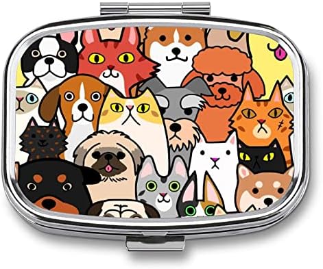 Caixa de comprimidos de metal cães e gatos de armazenamento de comprimidos vitamina pequenos organizadores de comprimidos para viagens de bolso de bolsa 2.2x1.6in