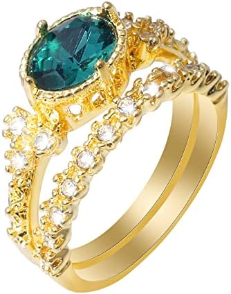 2023 Novo jóias verdes brilhantes de jóias de zircão de zircão jóias de moda de moda redondo para mulheres anéis grossos anéis coloridos