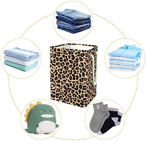 Lavanderia Bin Leopard Pattern Design Grande Capacidade Capacitável Restre com alças Bin de armazenamento para cobertores