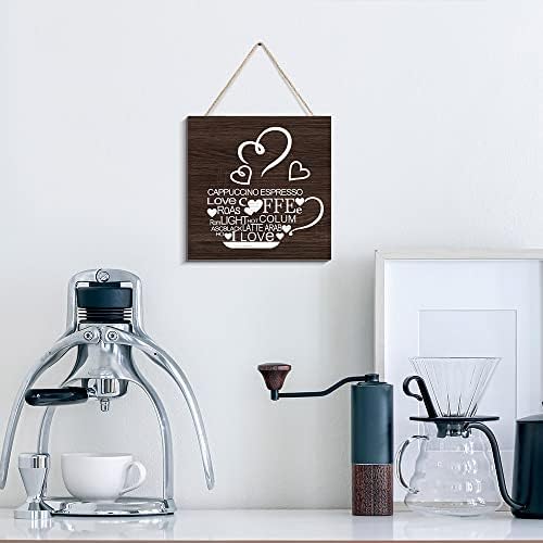 Placas de café, pequenas placas de café para café, placa de madeira impressa na parede pendurada de boas -vindas,