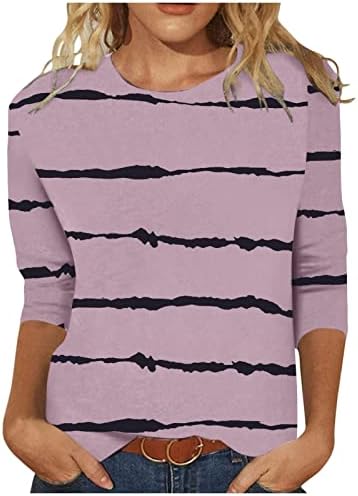 Camiseta gráfica para Lady Summer Summer Fall Comfort Color Roupos Trendy 3/4 Sleeve Crewneck Cotton Lounge Louse