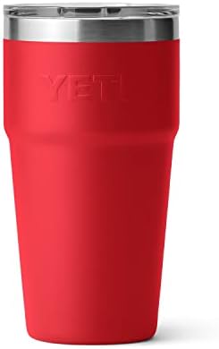 Yeti Rambler 16 oz Pint empilhável, aço isolado a vácuo e aço inoxidável com tampa Magslider, resgate vermelho