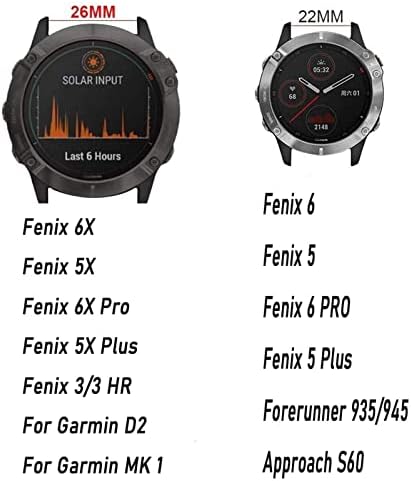 Ilazi 26mm de pulseira de silicone para Garmin Fenix ​​6x 6 Pro 5x 5 Plus Descent Mk1 Mk2i D2 22mm Relógio Easy Fit Fit Rick Release