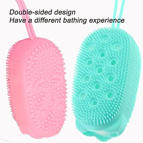 Escova de banho de dradaro para pincel de banho de silicone corporal, pincel de chuveiro para o corpo de uso duplo, escova de banho fofa em forma de urso