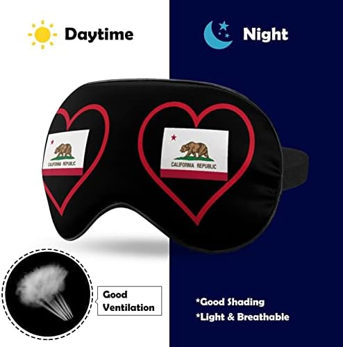 Eu amo a California Red Heart Heart Sleep Máscara de olho macio macio para os olhos com uma sombra noturna de cinta ajustável