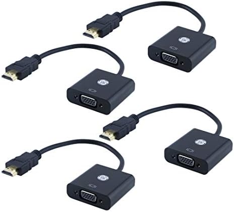 GE HDMI para Adaptador VGA, 4 pacote, homem a mulher, Full HD 1080p, para computador, desktop, laptop, PC, monitor, projetores, HDTV, Chromebook, Black, 58152