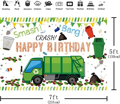 HILIOENS 7 × 5ft Birthday Birthday Birthday Bornic for Kids Recick Bin lata lata temática Party Banner Decorations Supplies
