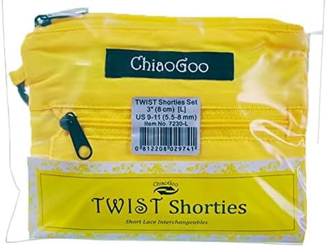 Chiaogoo Twist Red Lace Shorties de 3 polegadas de 3 polegadas amarelo 7230-l Conjunto de agulha de tricô intercambiável,