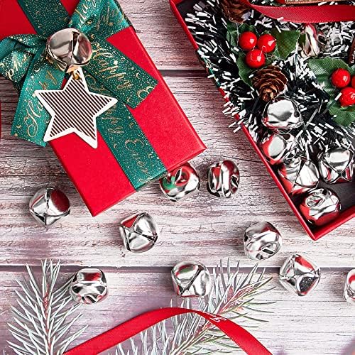 Jutieuo 120pcs jingle sinos a granel - sinos de artesanato prateado de 1 polegada para decoração de decoração de festivais de Natal decoração