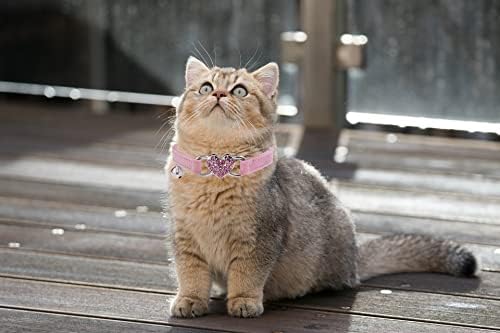 WDPaws Heart Bling Cat Collar com cinto de segurança e sino ajustável de 8 a 10 polegadas para gatos de gatinhos