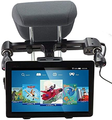 Porta USB da Navitech 4.2A Montagem do apoio de cabeça com carregador de carro integrado compatível com FaceTel Q3Pro 10 T+F2: G38ablet Tablet