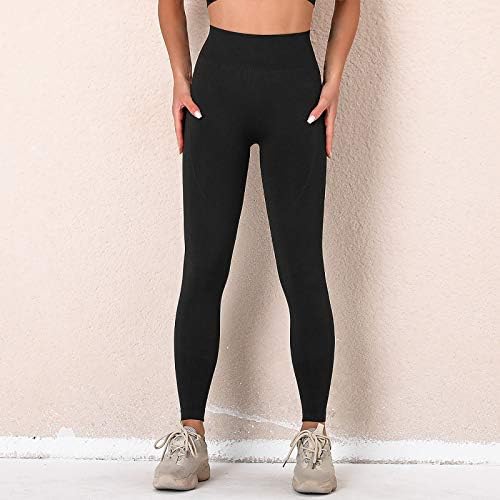 Cotton Yoga Pants Fitness Sports Color feminino de ioga com calça de ioga de cintura alta de cintura de alta cintura plus