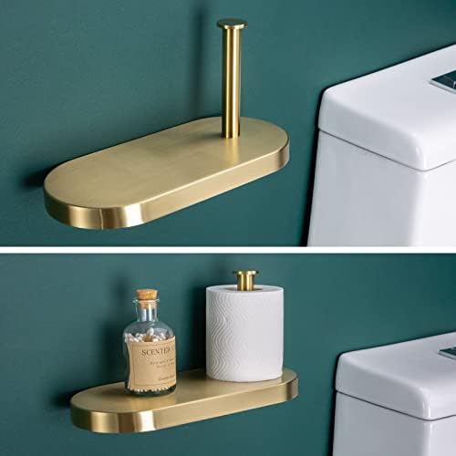 Suporte de papel higiênico aleatório com acessórios de banheiro nas prateleiras de armazenamento de dispensador de rolo de tecido Gold Gold.