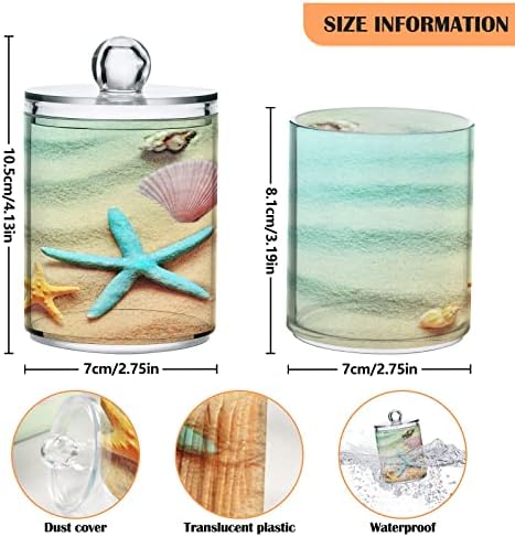 Sea Starfish Sand Cotton Swab Suports Recipientes de banheiro Jarros com tampas conjuntos de algodão Round Bolder