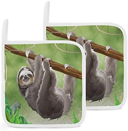 Preguiça em suportes de panela da floresta tropical da selva 8x8 PADs quentes resistentes ao calor Proteção de desktop