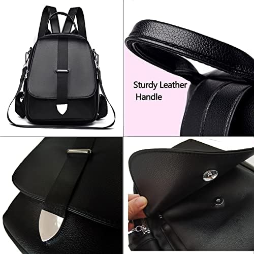 Neforba Small Backpack Purse for Women, Backpack preto fofo, mochila de couro conversível para meninas Daypack de couro