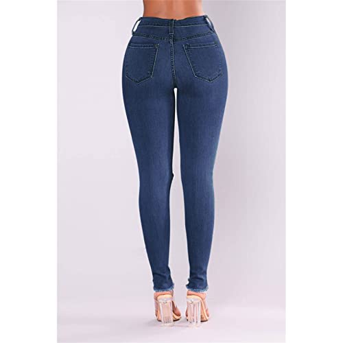 Maiyifu-gj rasgado jeans para mulheres com cintura alta magria destruída calças de jeans crua