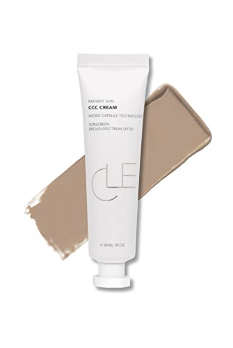 Cle Cosmetics CCC Cream Foundation, Controle de Cor e Creme de Mudança que é um híbrido BB e CC Cream, primer de beleza multiuso e base facial para a melhor pele de todos os tempos, 1 fl oz spf ​​50